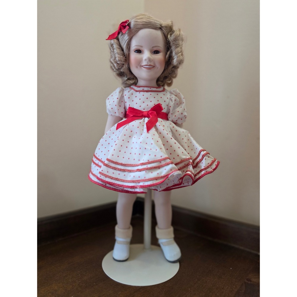 Vtg 1986 Danbury Mint Shirley Temple Stand Up and Cheer 14" Porcelain Doll Stand